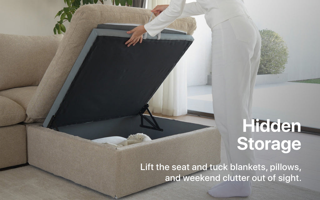 Cloud Couch Luxe Right Armrest Modular Seater | Beige