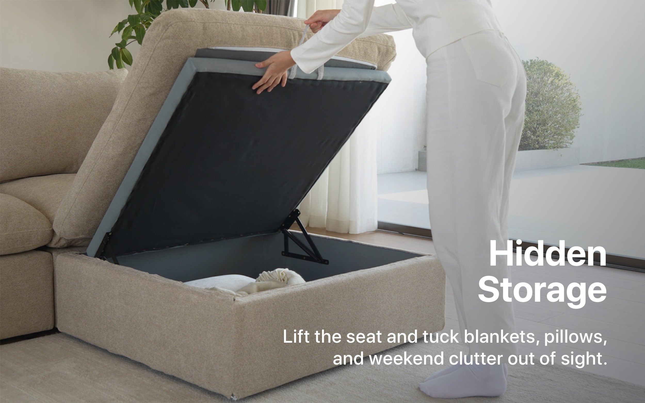 Cloud Couch Luxe Right Armrest Modular Seater | Beige